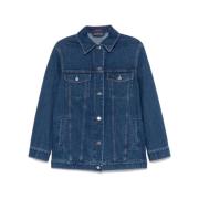 Denim Logo Jack met Contraststiksels Gucci , Blue , Dames