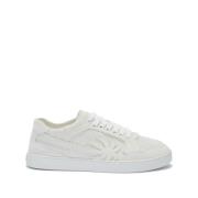 Witte Leren Sneakers met Palmboom Motief Palm Angels , White , Heren