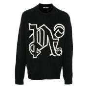 Monogram Sweater Palm Angels , Black , Heren