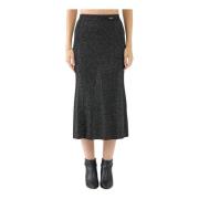 Lurex Midi Rok Zwart Flare Stijl Versace Jeans Couture , Black , Dames