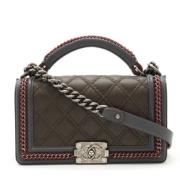 Pre-owned Leather chanel-bags Chanel Vintage , Gray , Dames