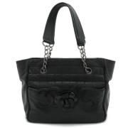 Pre-owned Leather totes Chanel Vintage , Black , Dames