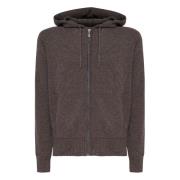 Donkerbruine Wollen Hoodie met Rits K-Way , Brown , Heren