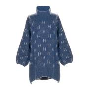 Blauwe Oversized Sweater Heavy Knitwear Tops Hést , Blue , Dames