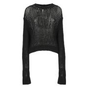 Zwarte Kasjmier Zijden Trui met Netpatroon Rick Owens , Black , Dames