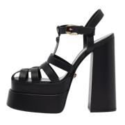 Pre-owned Leather sandals Versace Pre-owned , Black , Dames