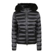 Zware Nylon Pufferjas met Faux Fur Hood Colmar , Black , Dames