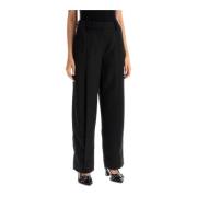 Vloeibare Twill Geplooide Broek Ganni , Black , Dames