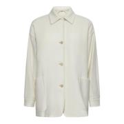 Elegante Witte Jas met Puntkraag Max Mara , White , Dames