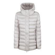 Beige Glanzend Hooded Puffer Jas Save The Duck , Beige , Dames