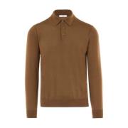 Luxe Bruine Wollen Polo Shirt Paolo Pecora , Brown , Heren