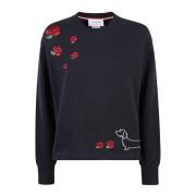 Geborduurde Crew Neck Sweatshirt in Katoen Thom Browne , Blue , Dames