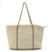 Pre-owned Leather totes Chanel Vintage , White , Dames