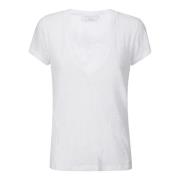 Diepe V-hals korte mouwen T-shirt IRO , White , Dames