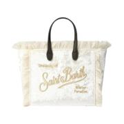 Mini Vanity Tassen met Geborduurd Logo MC2 Saint Barth , White , Dames