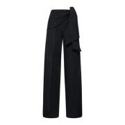 Donkergrijze Wollen Broek Wijde Pijp Max Mara , Gray , Dames