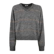 V-hals Trui Brunello Cucinelli , Gray , Dames