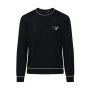 Zwarte Eagle Ronde Hals Pullover Emporio Armani , Black , Heren