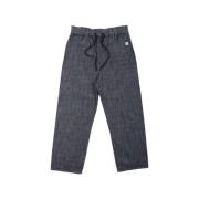 Zwarte Denim Elastische Trekkoordbroek Mihara Yasuhiro , Black , Heren