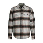 Check Brushed Overshirt Vanguard , Gray , Heren