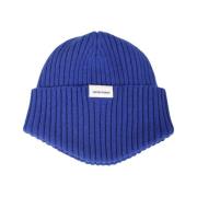 Blauwe Beanie Hat Emporio Armani , Blue , Heren