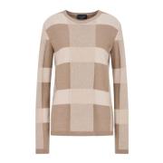 Geruit Patroon Trui Lange Mouw Ribboorden Emporio Armani , Beige , Dam...