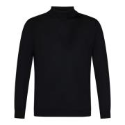 Zwarte Merinowol Coltrui Sweater Low Brand , Black , Heren