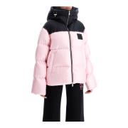 Kleur-Blok Gewatteerde Donsjas Off White , Pink , Dames