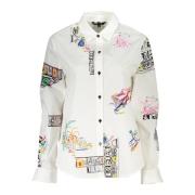 Witte Katoenen Overhemd met Italiaanse Kraag Desigual , White , Dames