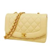 Pre-owned Leather chanel-bags Chanel Vintage , Beige , Dames