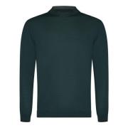 Groene Merinowol Ronde Hals Sweater Low Brand , Green , Heren