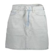 Korte Blauwe Denim Rok met Gewassen Effect Calvin Klein , Blue , Dames