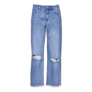 Blauwe Jeans met Gouden Logo Michael Kors , Blue , Dames