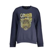 Blauw Fleece Sweatshirt Stijlvol Print Cavalli Class , Blue , Heren