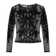 Top Greta met glinsterende pailletten AllSaints , Black , Dames