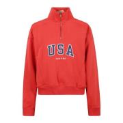 Kwart Zip Pullover Jas Sporty & Rich , Red , Dames