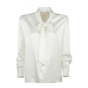 Strik Zijden Satijnen Blouse Alessandra Rich , White , Dames