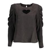 Zwarte Lyocell Shirt met Contrasterende Details Desigual , Black , Dam...