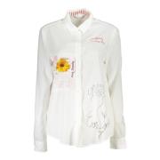 Witte Viscose Shirt met Italiaanse Kraag Desigual , White , Dames