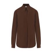 Bruine Crêpe de Chine Overhemd Dries Van Noten , Brown , Dames