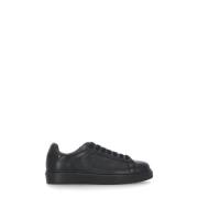 Zwarte Leren Sneakers Ronde Neus Doucal's , Black , Heren