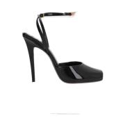 Zwarte Lakleren Kruisband Sandalen Saint Laurent , Black , Dames