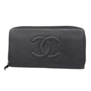 Pre-owned Leather wallets Chanel Vintage , Black , Dames