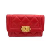 Pre-owned Leather wallets Chanel Vintage , Red , Dames