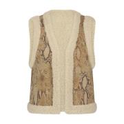 Slang Gebonden Suedine Gilet Tramontana , Beige , Dames