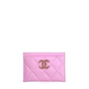 Pre-owned Leather wallets Chanel Vintage , Pink , Dames