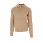 Kameelwol Polo Sweater Aspesi , Brown , Heren