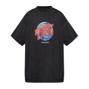 T-shirt met vintage-effect Balenciaga , Black , Heren