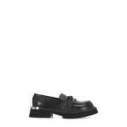 Zwarte leren loafers met metalen detail Cult , Black , Dames