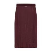 Bordeaux Gebreide Pencil Rok Saint Laurent , Purple , Dames